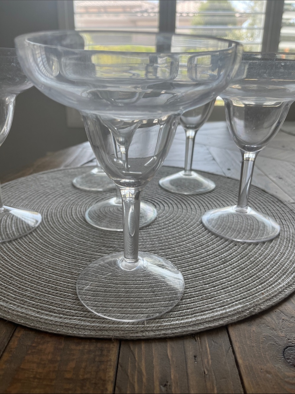 Classic Clear Hard Plastic Margarita Glasses - Set of 6